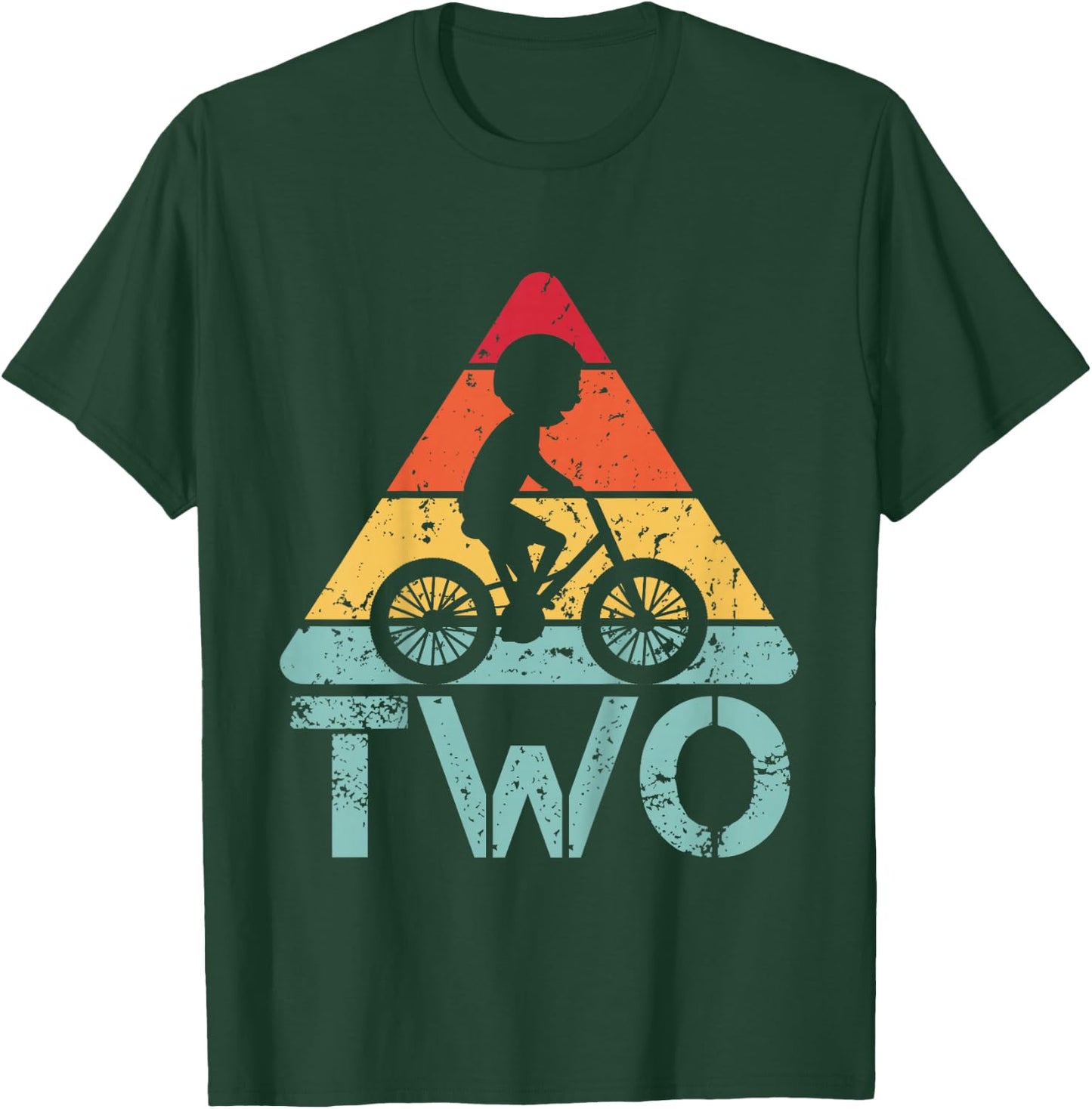Cyclist Two Birthday Cycling 2nd 2 Year Old Bike Birthday T-Shirt - T-Shirt | Forest