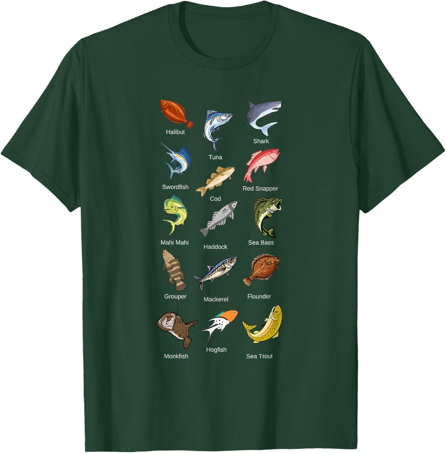 Types of Saltwater Fish Species Fishing T-Shirt - T-Shirt | Forest