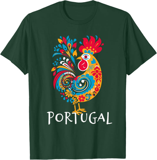 Barcelos Gallo: Portuguese Rooster Artistic Design T-Shirt - T-Shirt | Forest