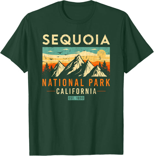 Sequoia Est. 1890 Retro California National Park T-Shirt - T-Shirt | Forest