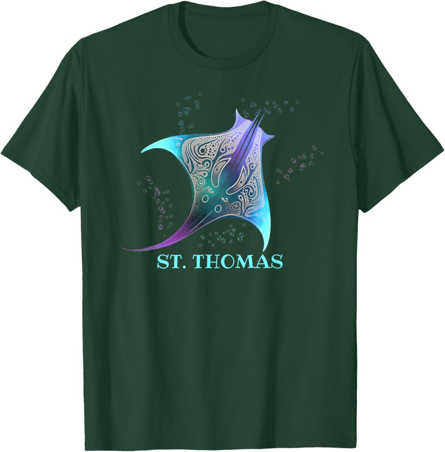 Stingray Manta Ray Scuba Diving, St Thomas US Virgin Islands T-Shirt - T-Shirt | Forest