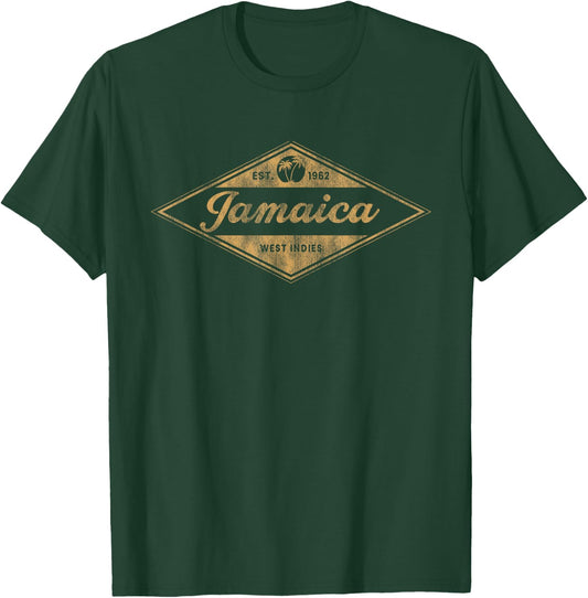Vintage Jamaica Est 1962 Outfit Jamaica Retro Throwback T-Shirt - T-Shirt | Forest