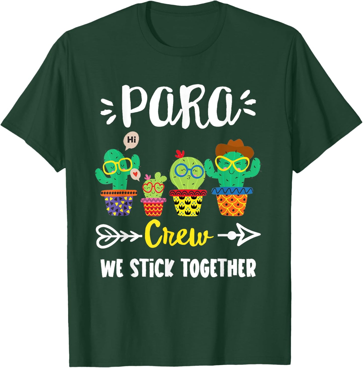 PARA Crew, Funny School Cactus Team PARA Teacher Squad Women Kids T-Shirt - T-Shirt | Forest