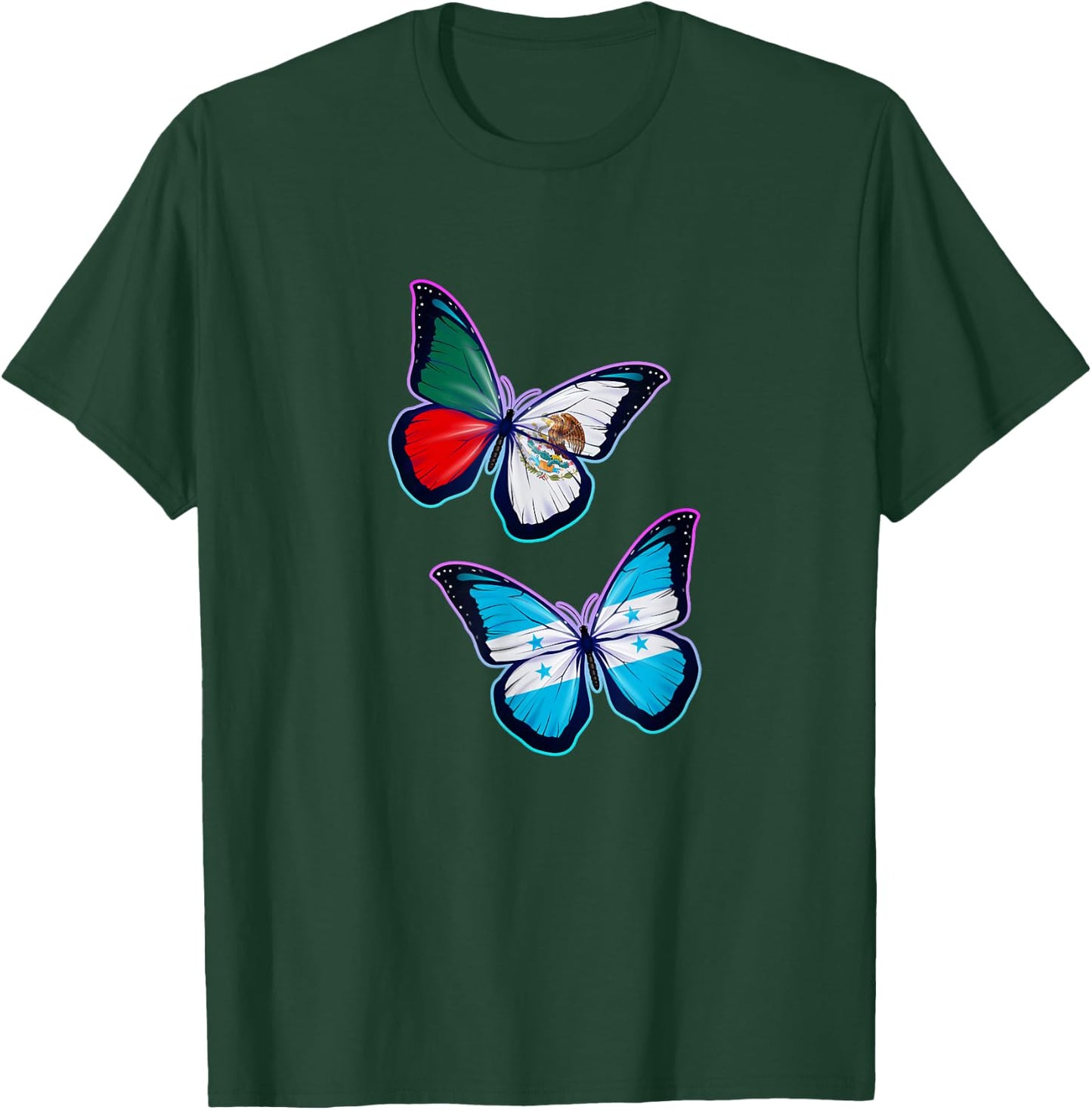 Honduras and Mexico bicultural roots. Butterfly version T-Shirt - T-Shirt | Forest