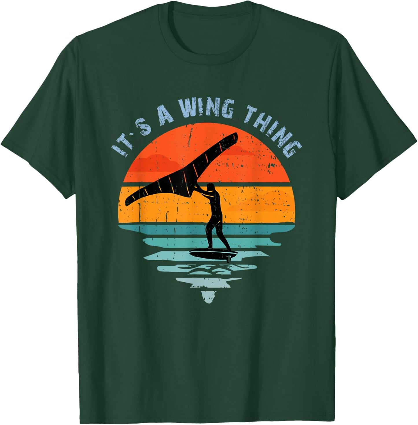 Wing Foiling Surf Surfing Foiler, Retro Vintage Surfer T-Shirt - T-Shirt | Forest
