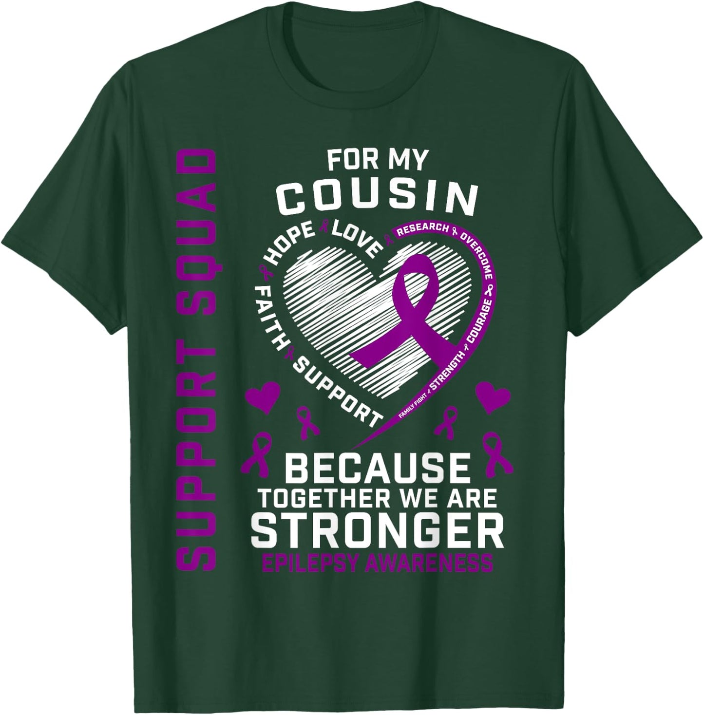 Purple Ribbon Cousin Epilepsy Awareness Month Graphic Family T-Shirt - T-Shirt | Forest