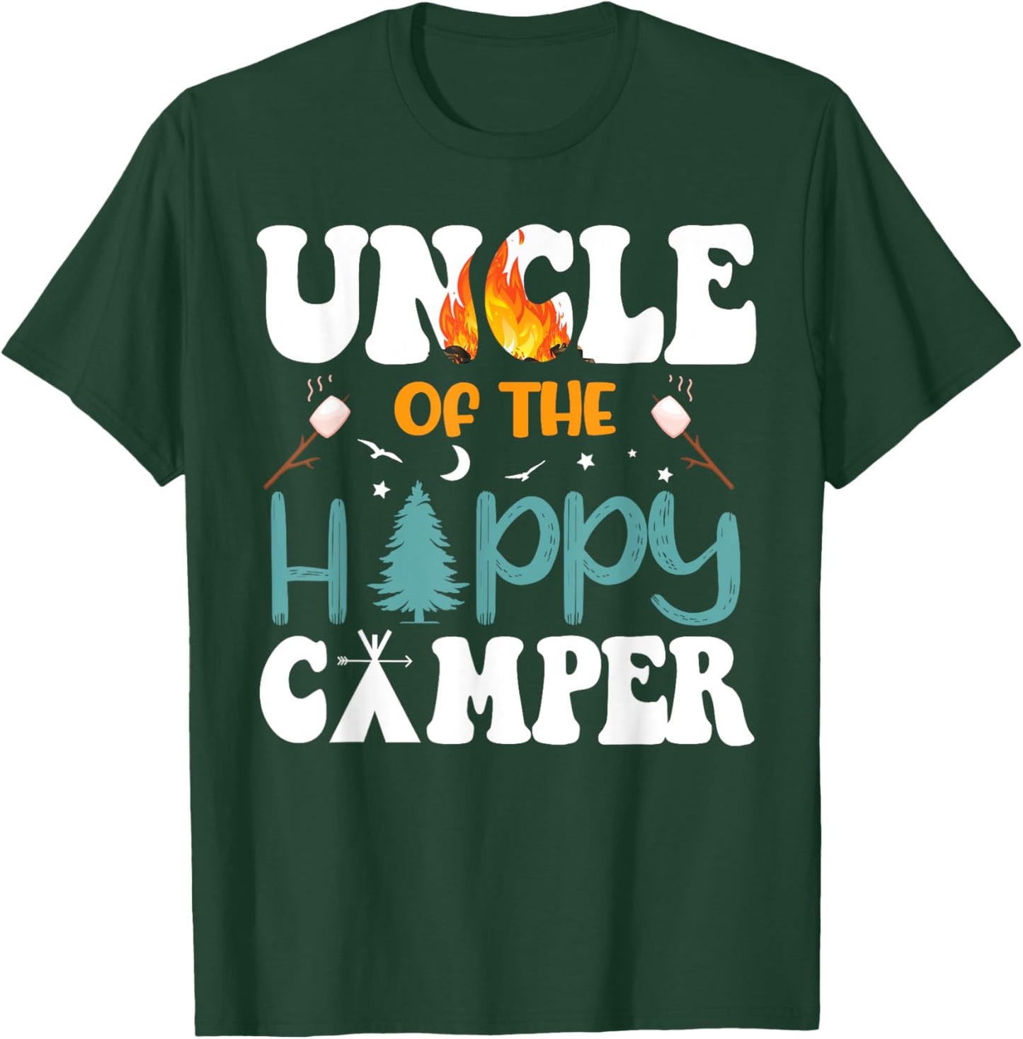 Uncle Of The Happy Camper Men 1st Bday Camping Trip T-Shirt - T-Shirt | Forest