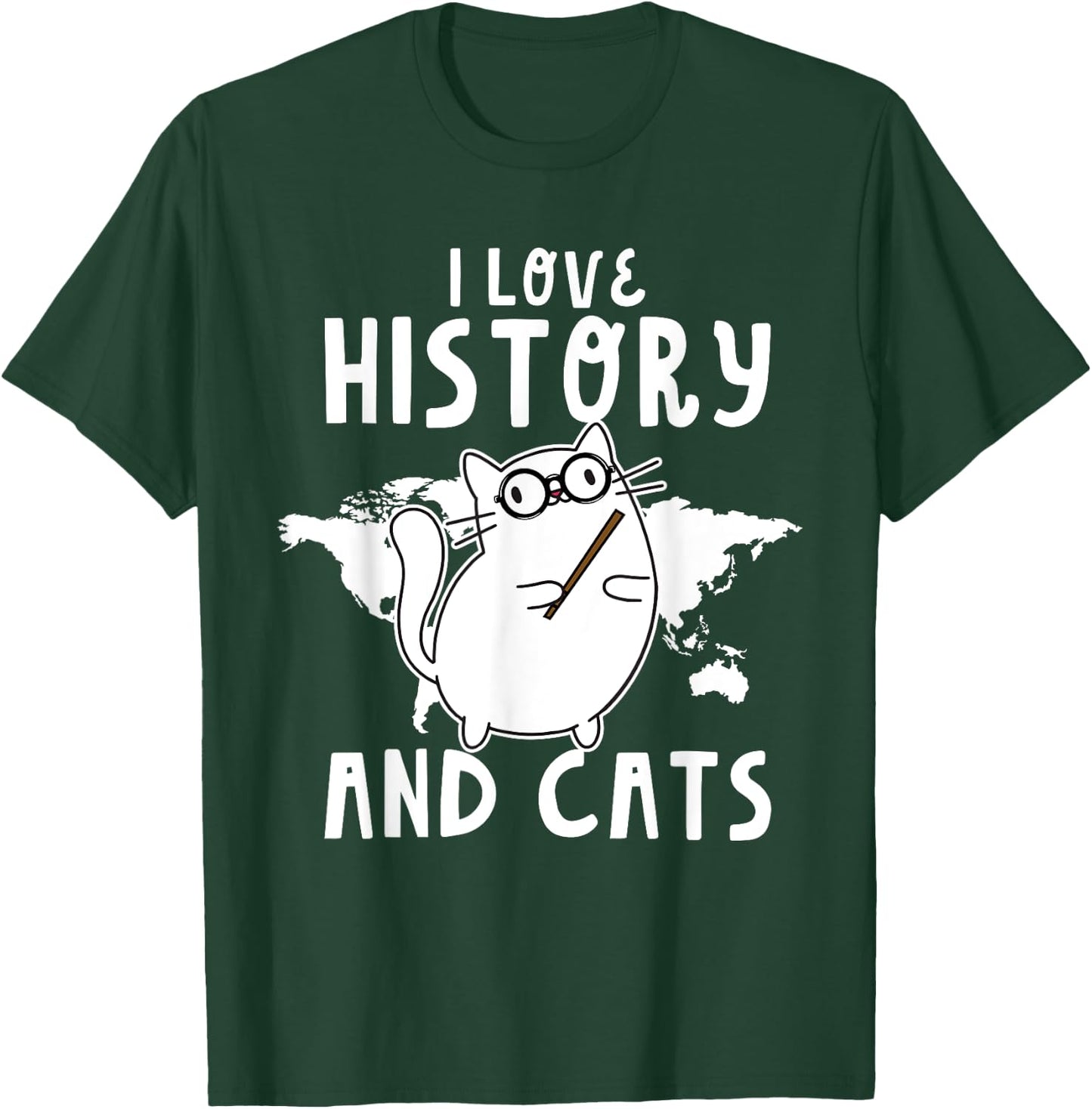 Funny I Love History And Cats Cool History Teacher Women T-Shirt - T-Shirt | Forest