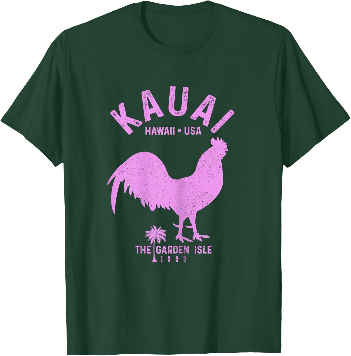 Kauai 1959 The Garden Isle Chicken Hawaii Vintage Hawaiian T-Shirt - T-Shirt | Forest