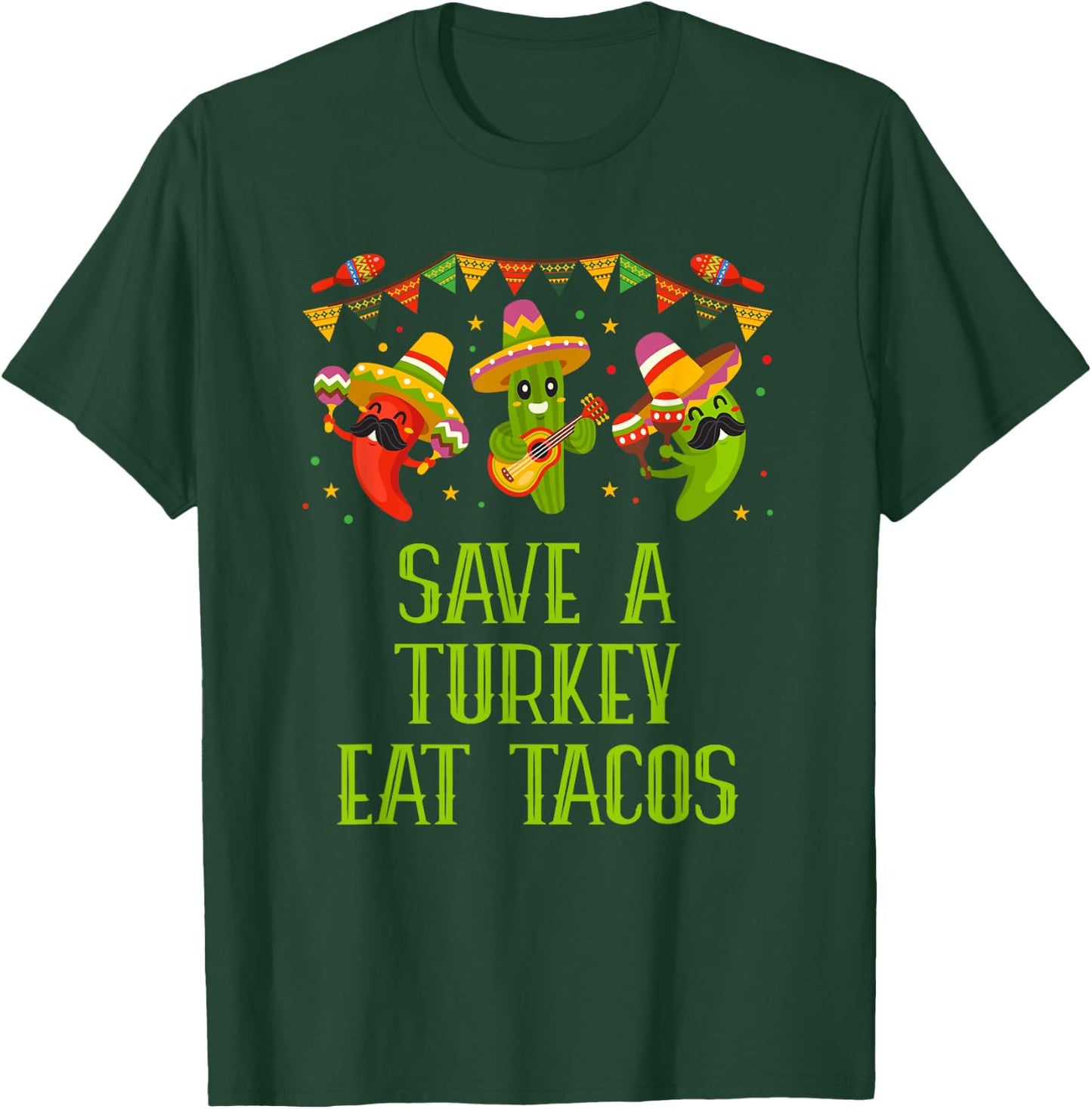 Save a Turkey Eat Tacos Thanksgiving Taco Lover Turkey Day T-Shirt - T-Shirt | Forest