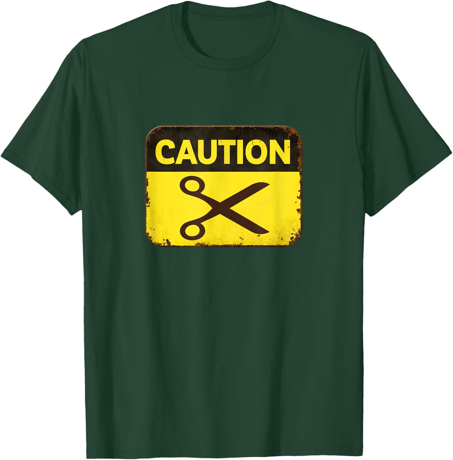 Caution Sign Scissors Hairdresser Barber Pair of Scissors T-Shirt - T-Shirt | Forest