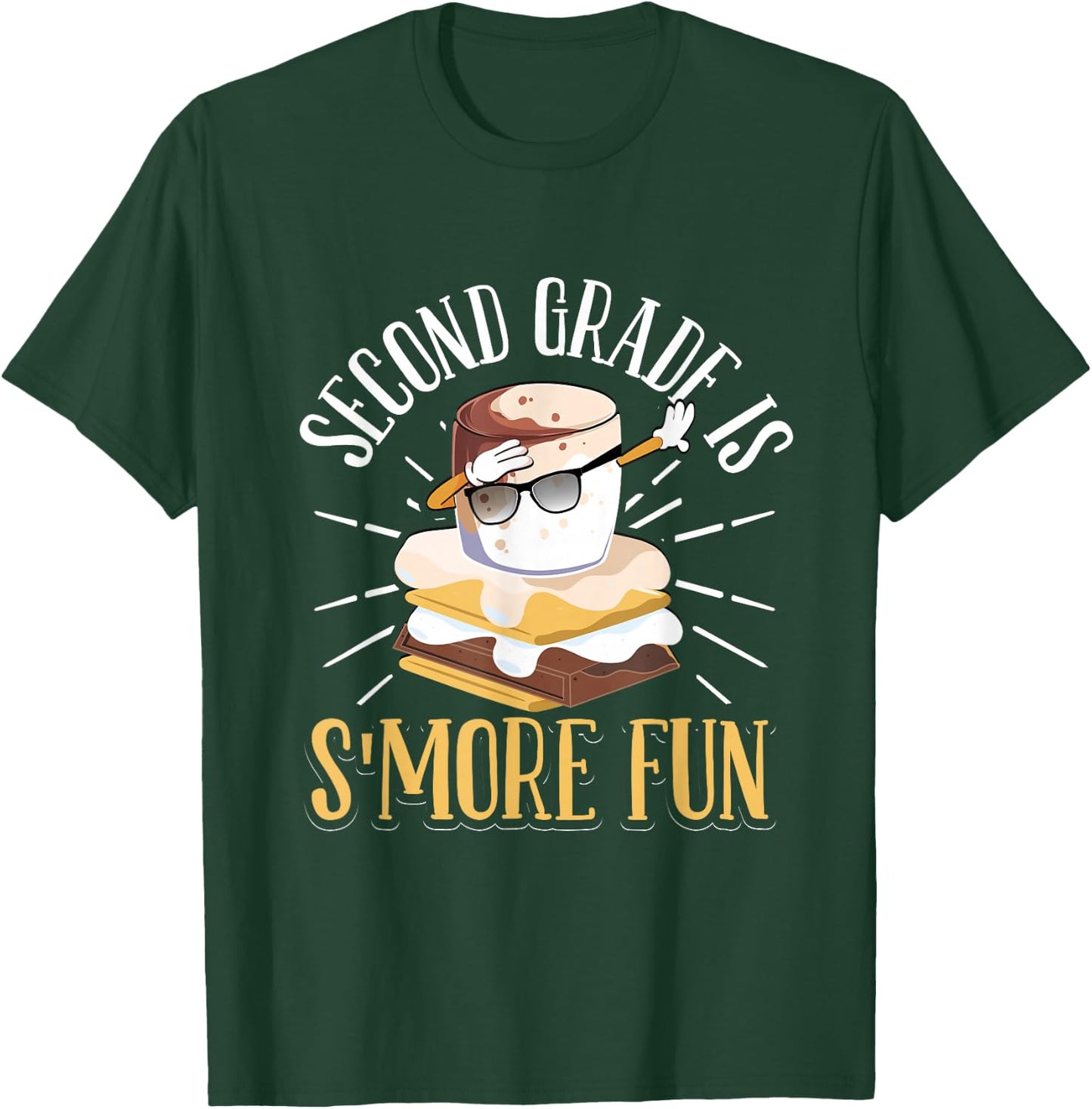 Dabbing Marshmallow Camper Second Grade Is Smore Fun T-Shirt - T-Shirt | Forest