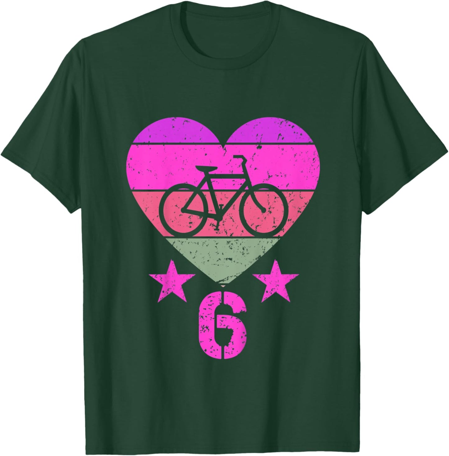 Kids Bicycle Birthday 6 Year Old Boy Girl Bike 6th Birthday T-Shirt - T-Shirt | Forest