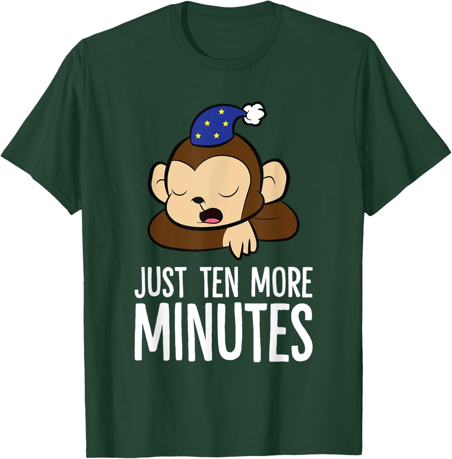 Monkey Sleeping Lazy Tired Just Ten More Minutes Monkey T-Shirt - T-Shirt | Forest