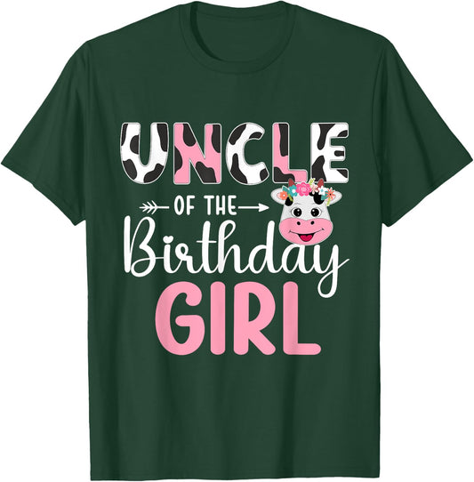 Uncle Of The Birthday Girl Farm Cow 1 St Birthday Girl T-Shirt - T-Shirt | Forest
