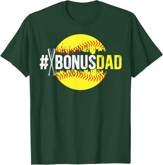 Softball Bonus Dad Proud Softball Player Bonus Dad T-Shirt - T-Shirt | Forest