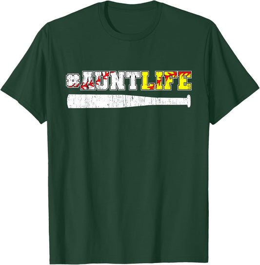 Aunt Life Baseball Softball Aunt T-Shirt - T-Shirt | Forest