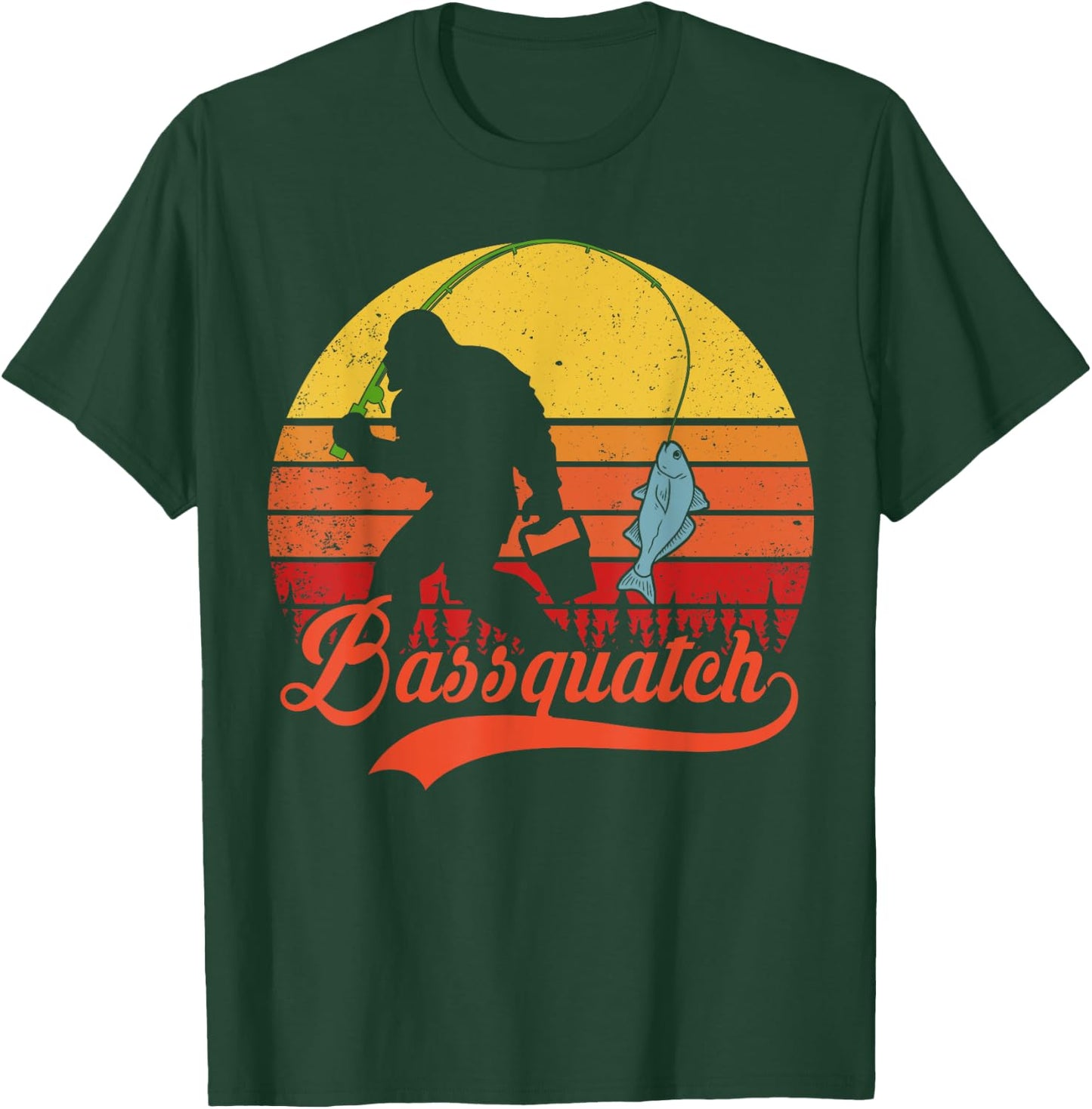 Bass Fish Fishing-Shirt Bassquatch Bigfoot Funny Sasquatch T-Shirt - T-Shirt | Forest