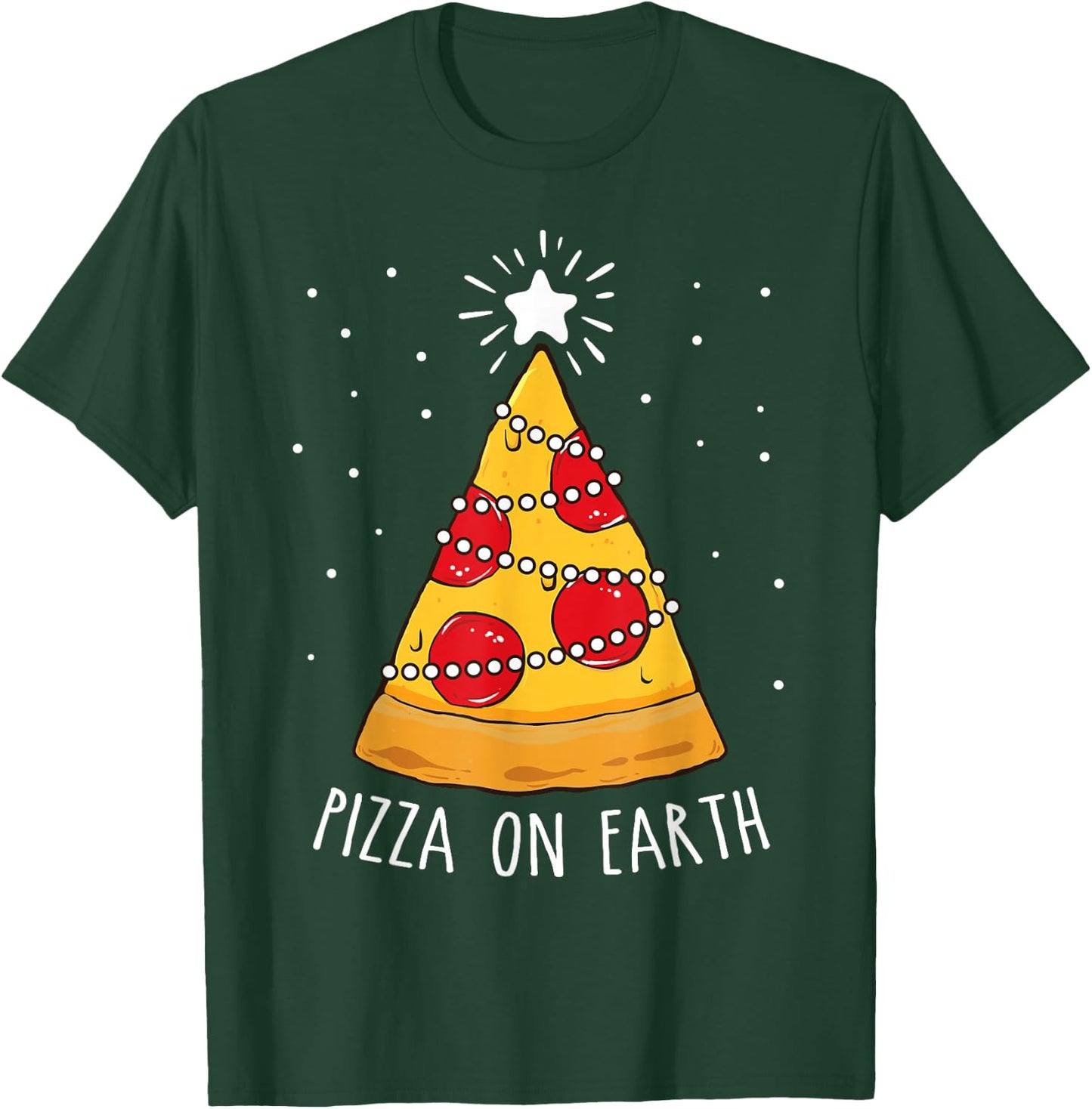 Funny Pizza on Earth Christmas Tree Merry Pizzamas Crustmas T-Shirt - T-Shirt | Forest
