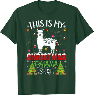 This is My Christmas Pajama Alpaca Ugly Xmas Sweater T-Shirt - T-Shirt | Forest