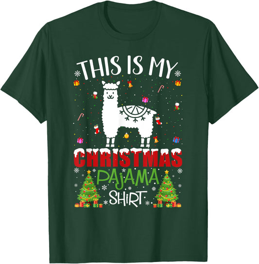 This is My Christmas Pajama Alpaca Ugly Xmas Sweater T-Shirt - T-Shirt | Forest
