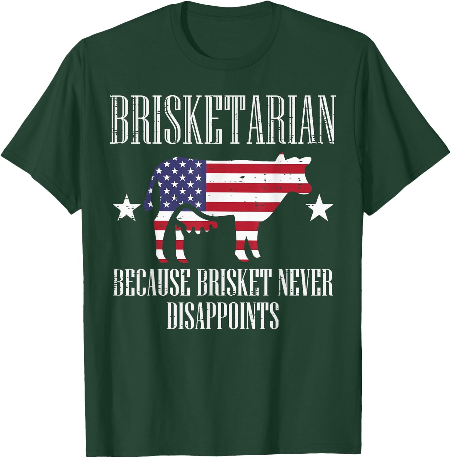 Brisketarian US Flag Brisket Bbq Barbecue 4th July Men Women T-Shirt - T-Shirt | Forest