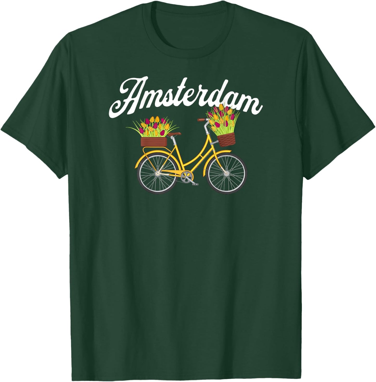 Amsterdam Summer Tour Yellow Flower Floral Women's Bike T-Shirt - T-Shirt | Forest