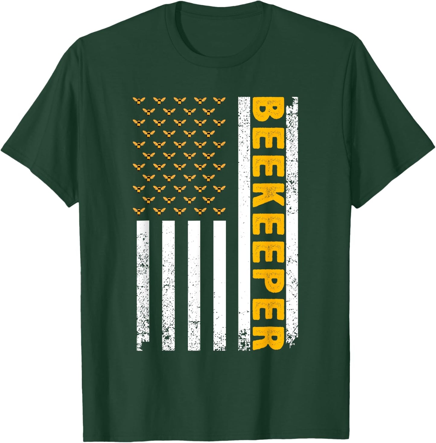 Beekeeper Women Beekeeping American Flag Bee Lover T-Shirt - T-Shirt | Forest