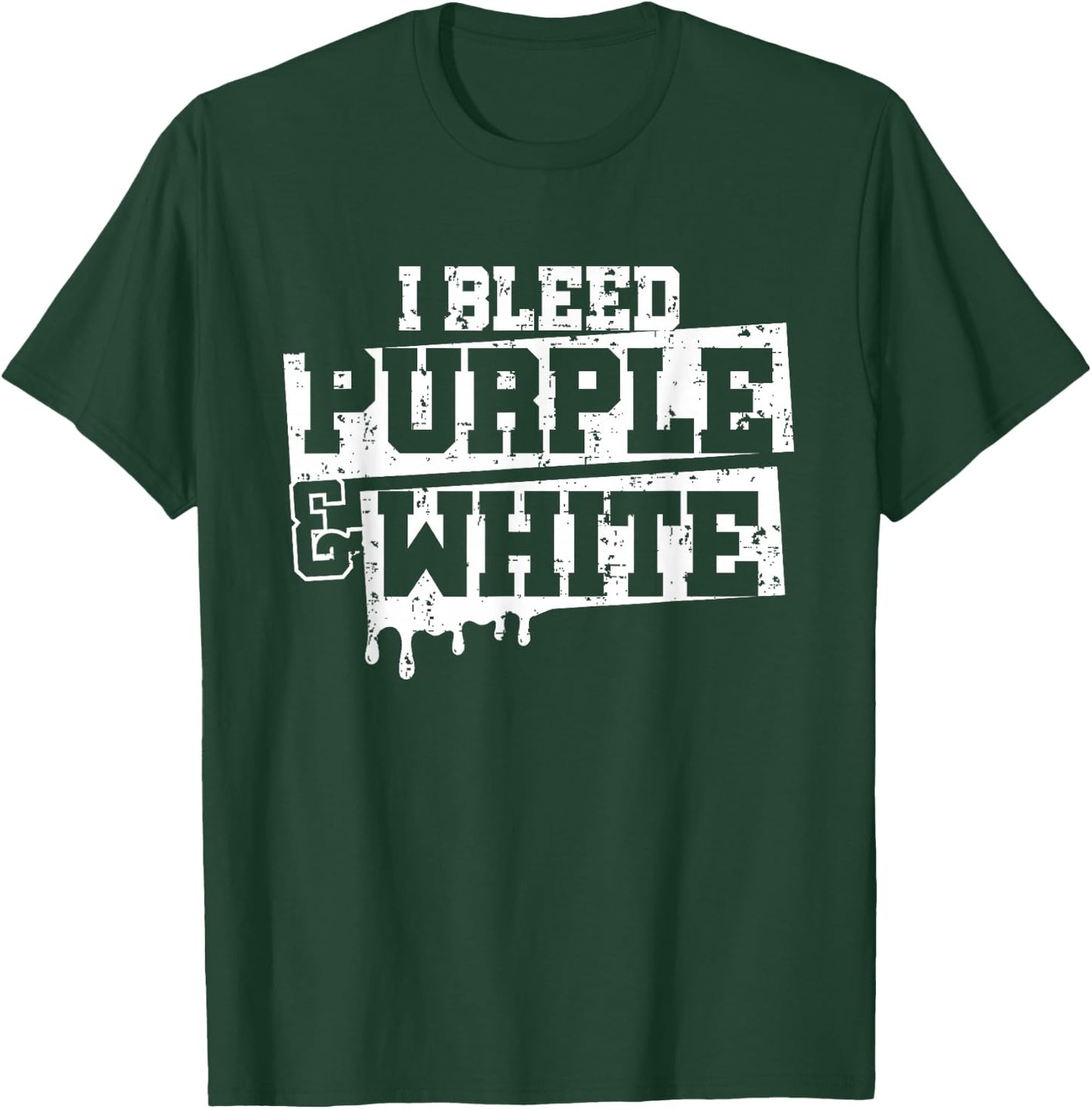 I Bleed Purple White Game Day Group School Football Sports T-Shirt - T-Shirt | Forest
