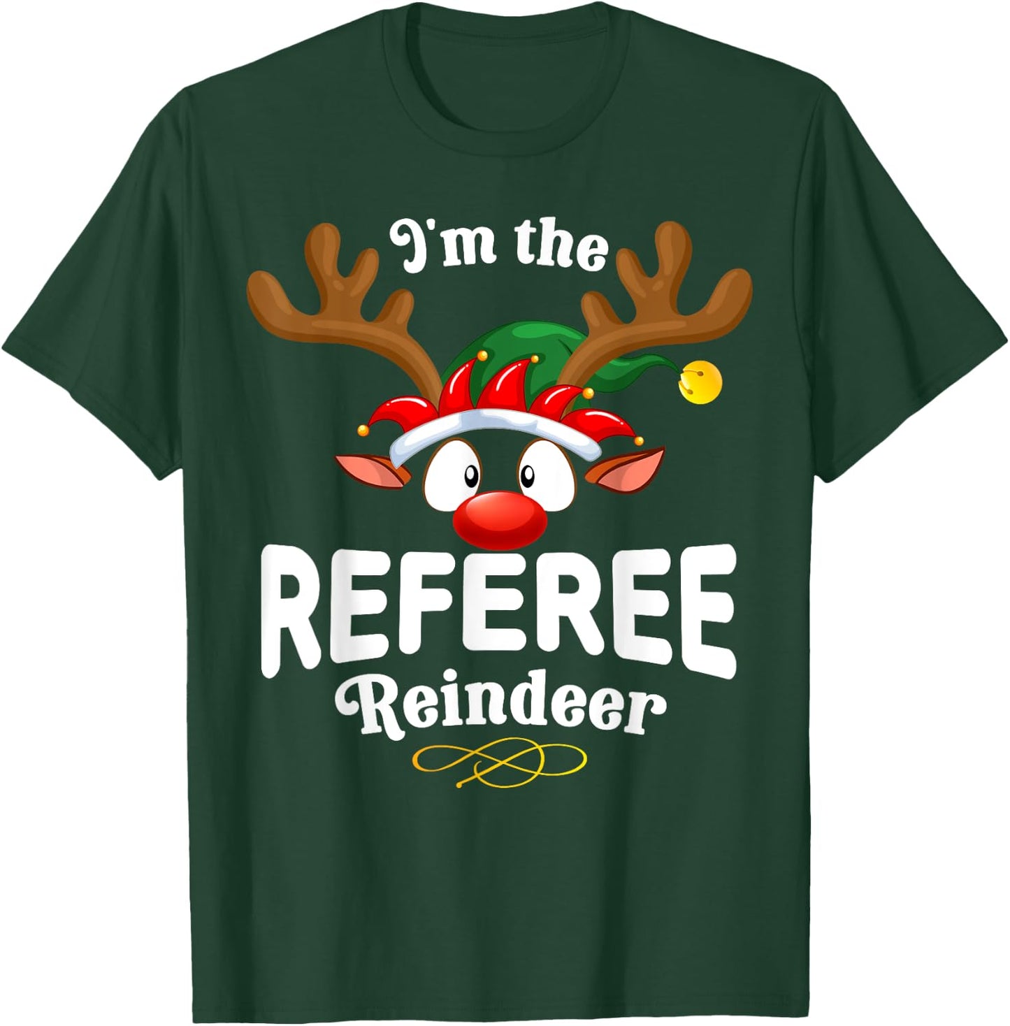 Christmas PJS Referee XMas Reindeer Matching T-Shirt - T-Shirt | Forest
