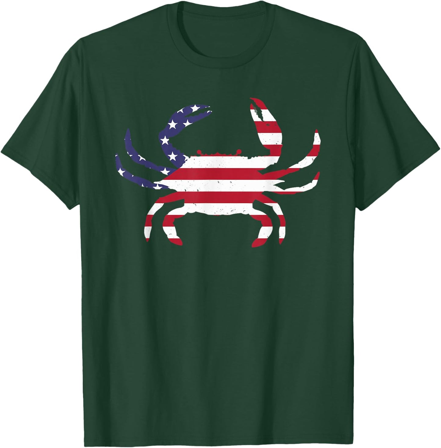 Cool Crab Women Fourth July Flag Patriotic Crabbing T-Shirt - T-Shirt | Forest