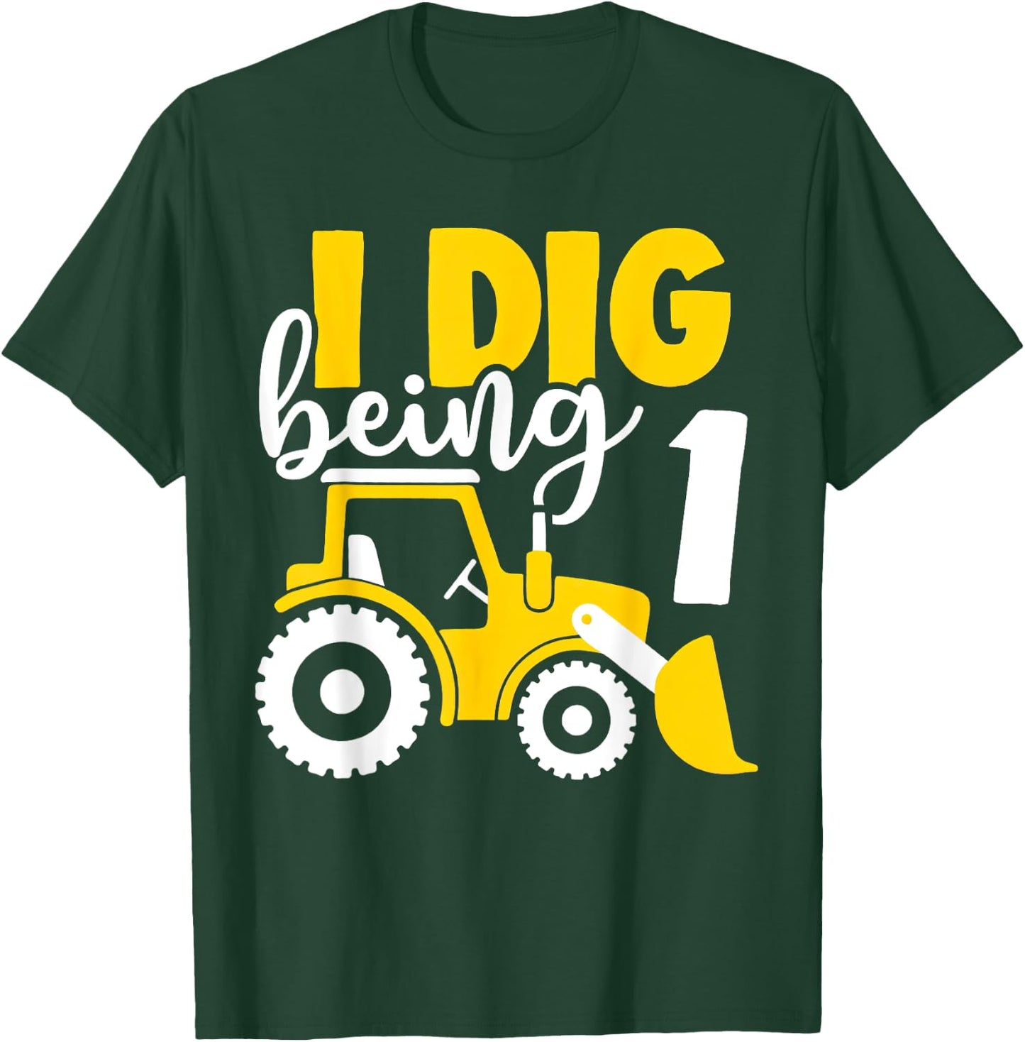 1st Birthday Boy Construction I Dig Being 1 Years Old T-Shirt - T-Shirt | Forest