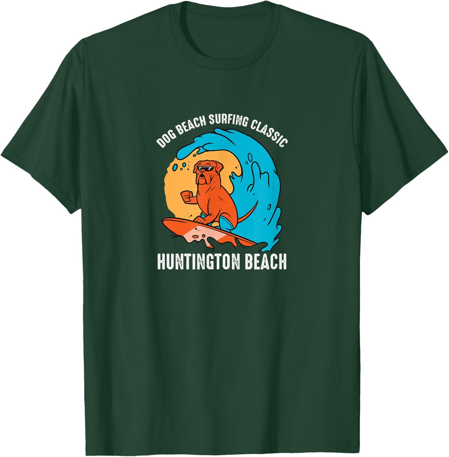 Huntington Dog Beach California CA Surf T-Shirt - T-Shirt | Forest