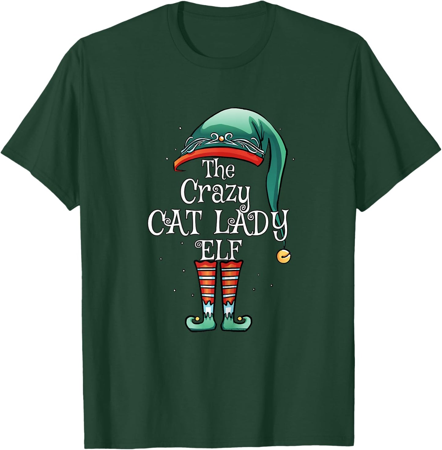 The Crazy Cat Lady Elf Matching Family Christmas Cat Lover T-Shirt - T-Shirt | Forest