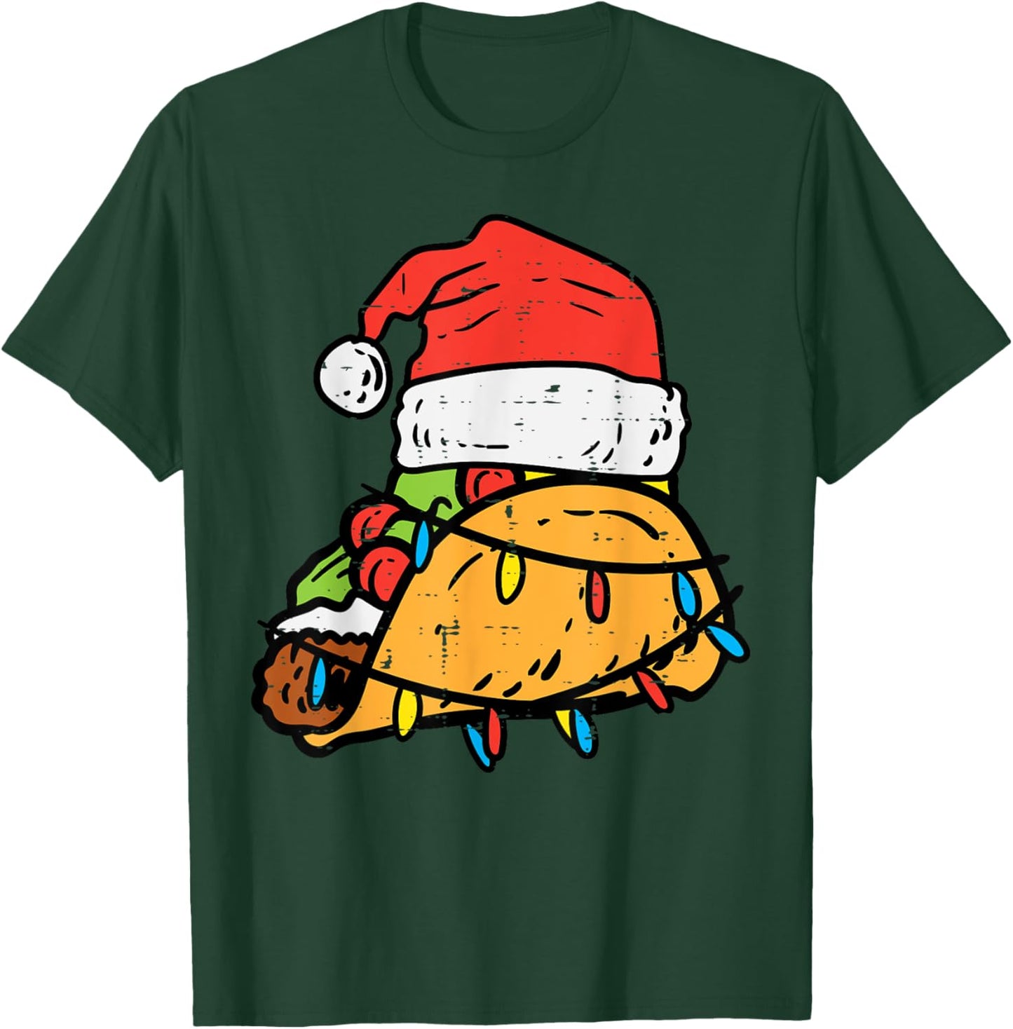 Christmas Tacos Santa Funny Mexican Food Xmas Men Women Kids T-Shirt - T-Shirt | Forest