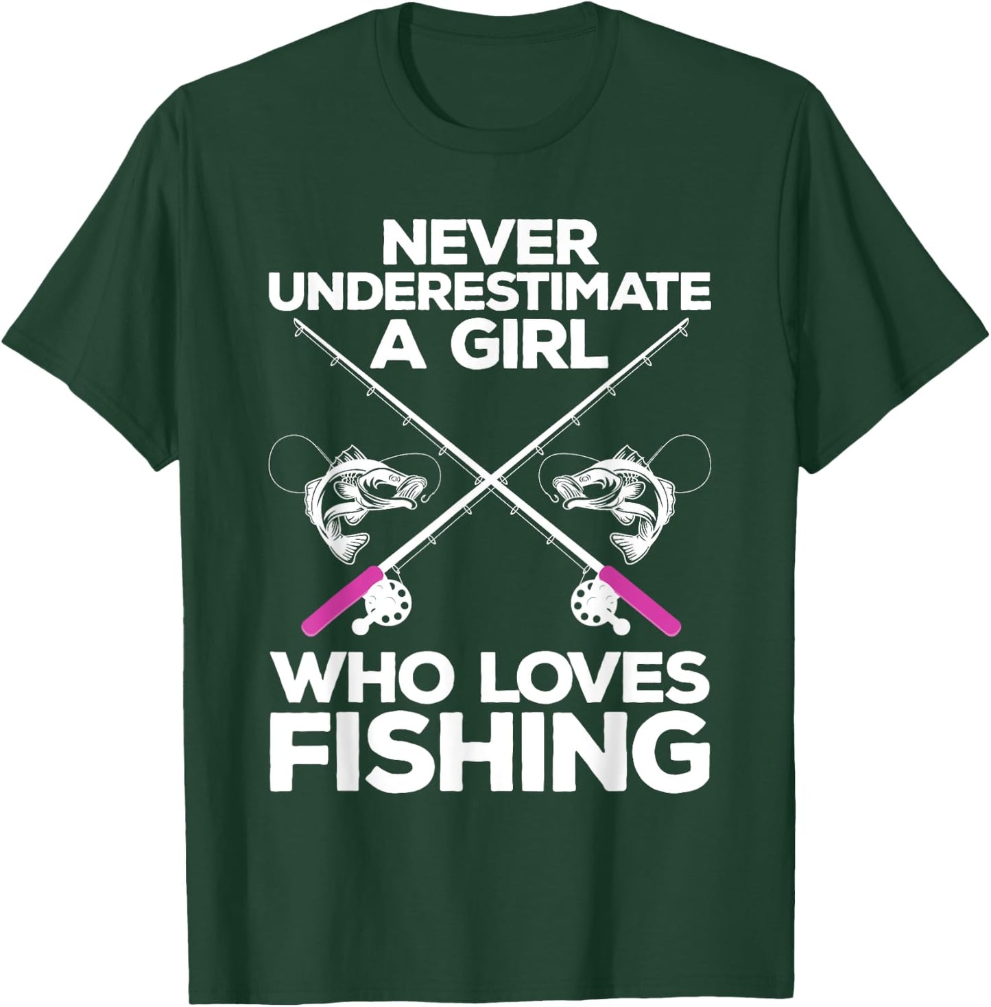 Cool Fishing Girls Fisherman Fish Lure Saltwater T-Shirt - T-Shirt | Forest