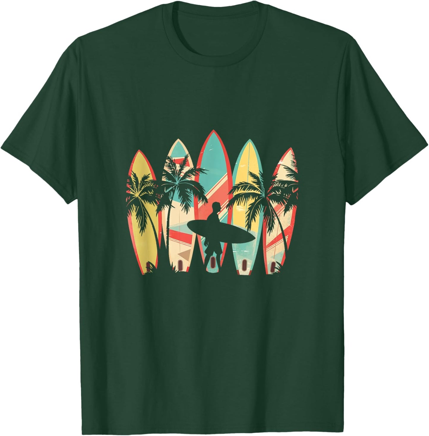 Vintage Surfer Surfing Beach Surf Surfboard Women T-Shirt - T-Shirt | Forest