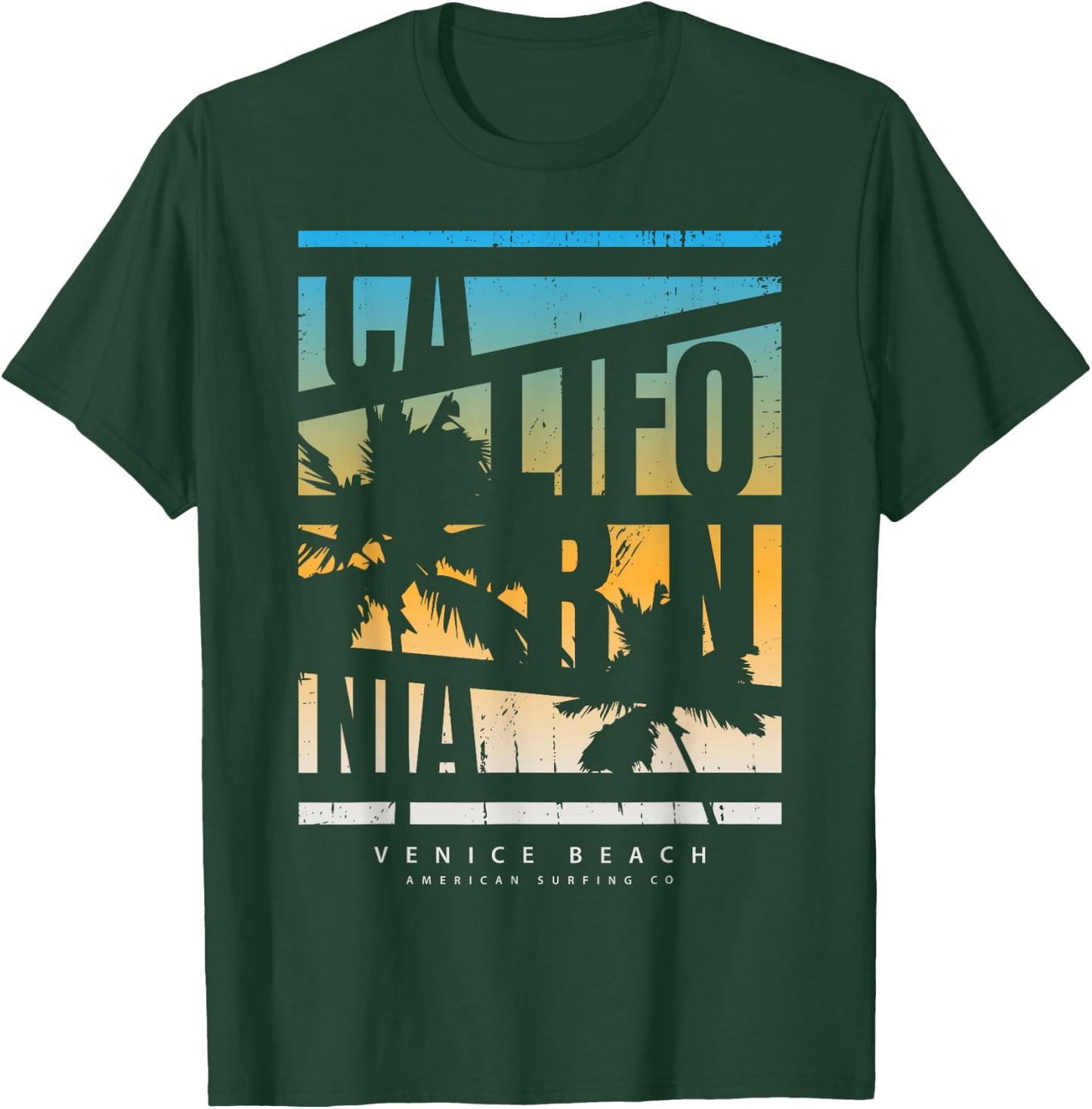 California Venice Beach American Surfing Co T-Shirt - T-Shirt | Forest