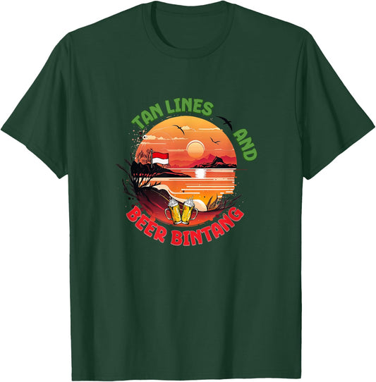 Tan Lines and Beer Bintang, Indonesia Vacation, Travel T-Shirt - T-Shirt | Forest