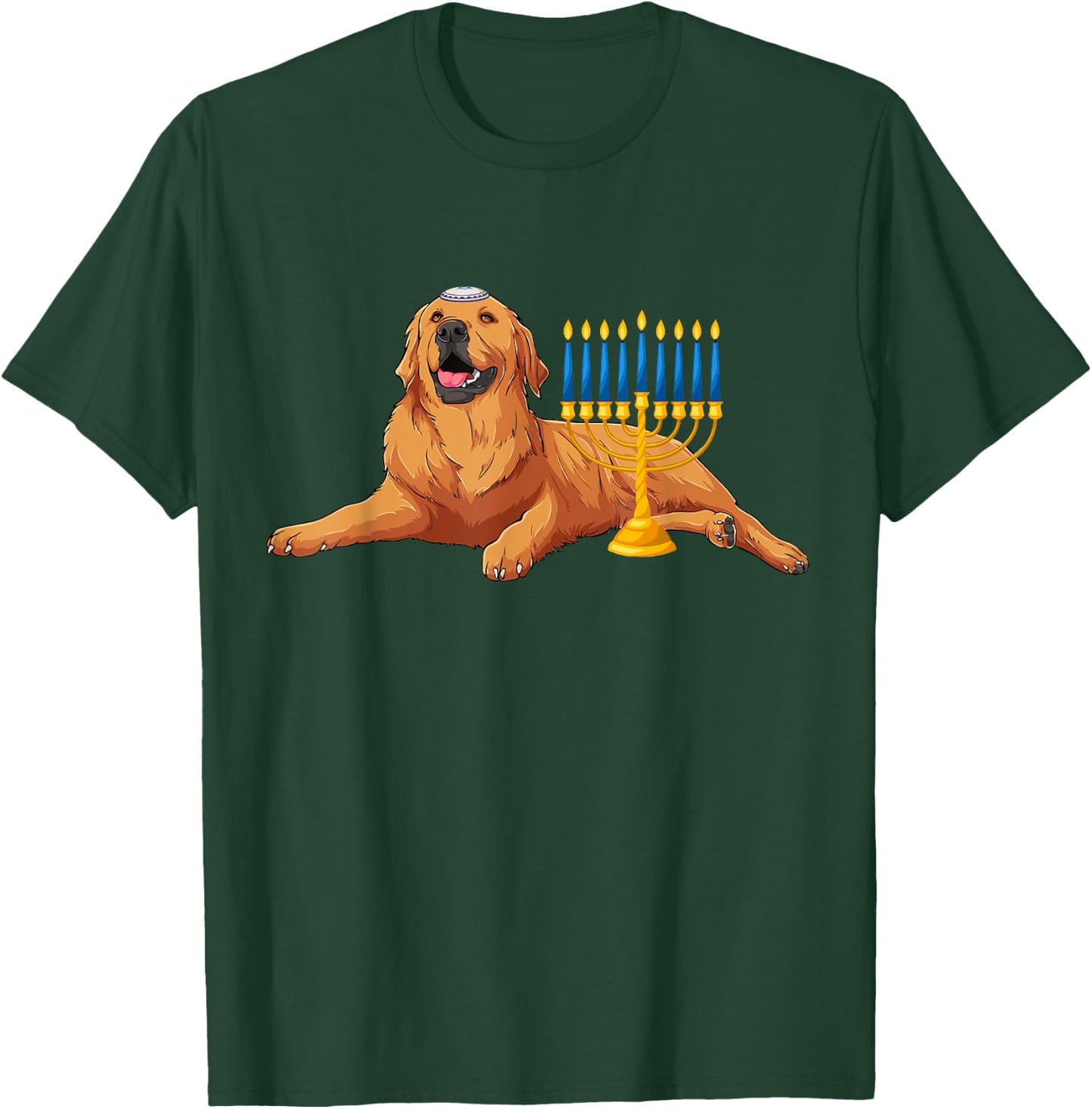 Jewish Golden Retriever Dog Menorah Hanukkah Pajamas T-Shirt - T-Shirt | Forest