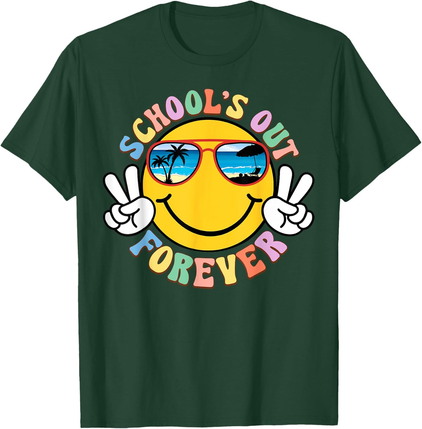 Retro Groovy School's Out Forever Retired Teacher Retirement T-Shirt - T-Shirt | Forest