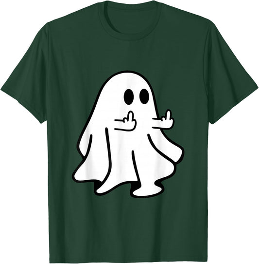 Spooky Ghost Middle Finger Halloween Party T-Shirt - T-Shirt | Forest