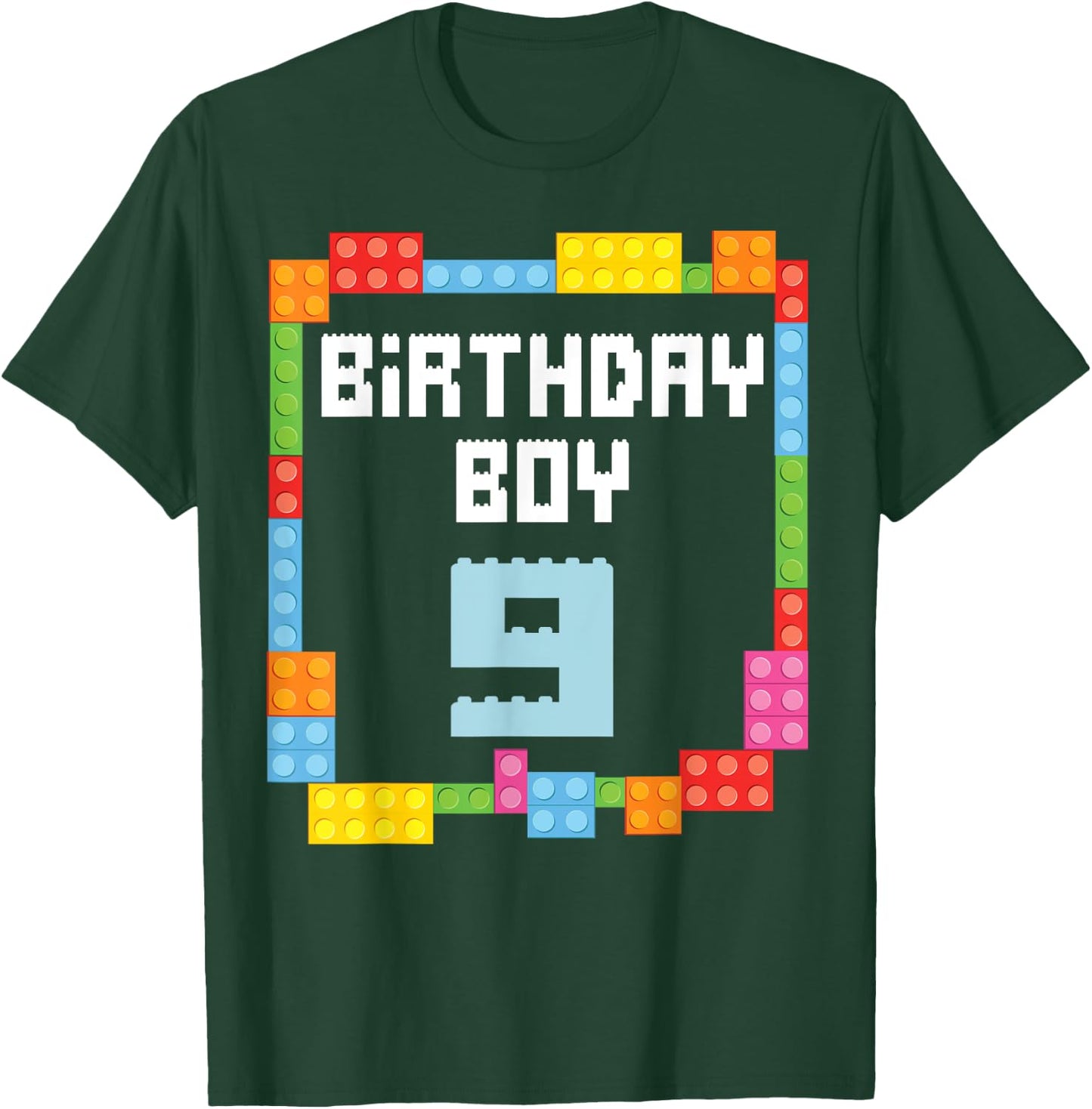 9th birthday Boy master builder 9 years old block building T-Shirt - T-Shirt | Forest