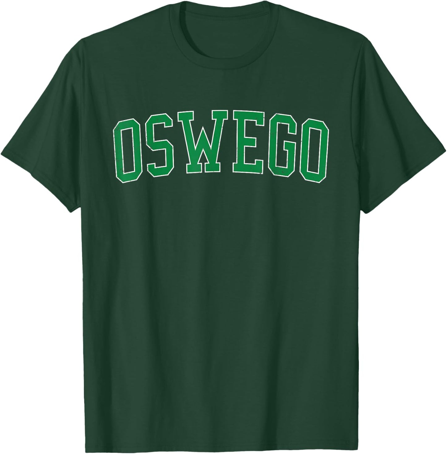 Vintage Oswego IL Distressed Green Varsity Style T-Shirt - T-Shirt | Forest