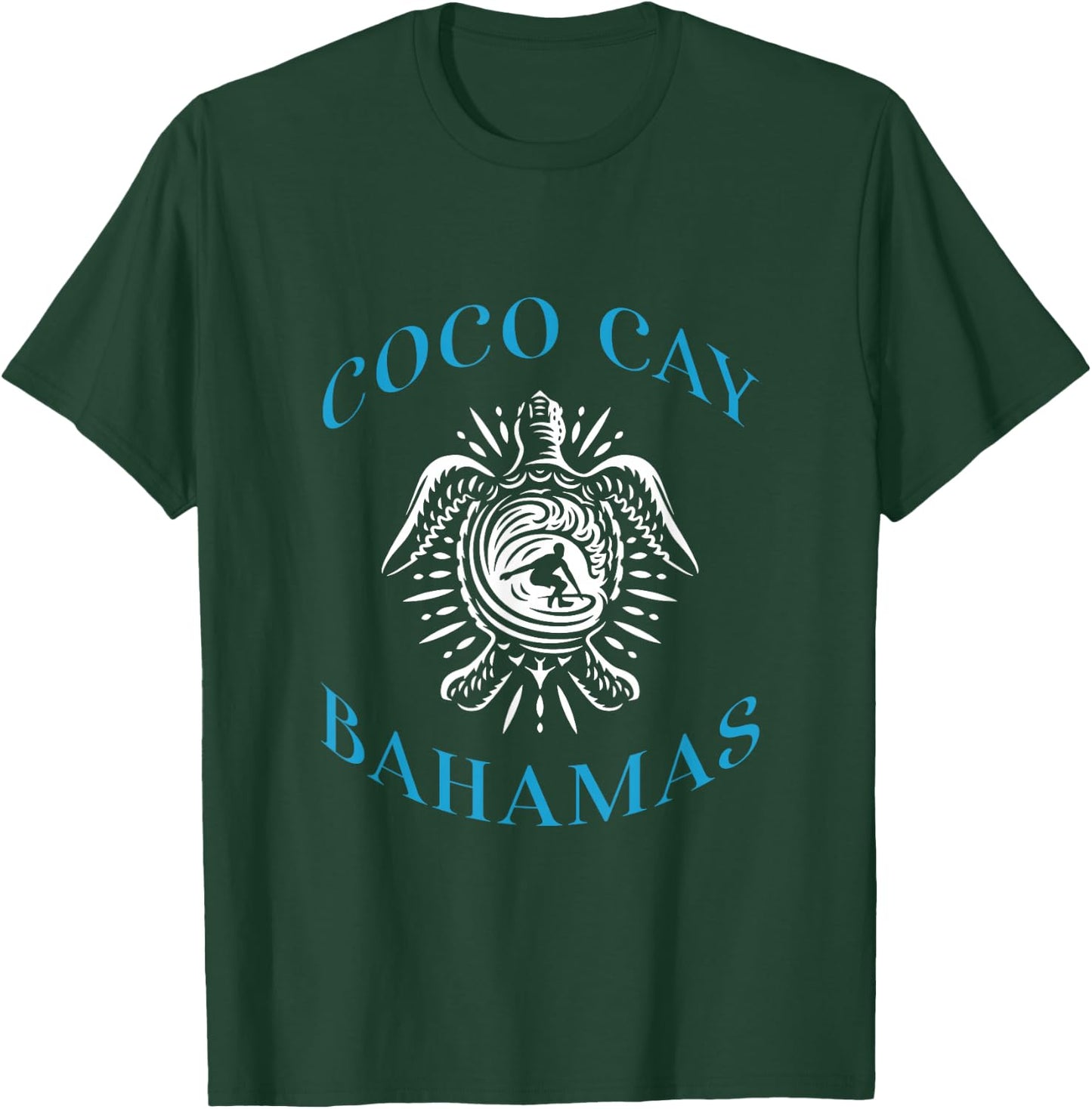 Coco Cay Bahamas Sea Turtle Surfing Vacation Souvenir T-Shirt - T-Shirt | Forest