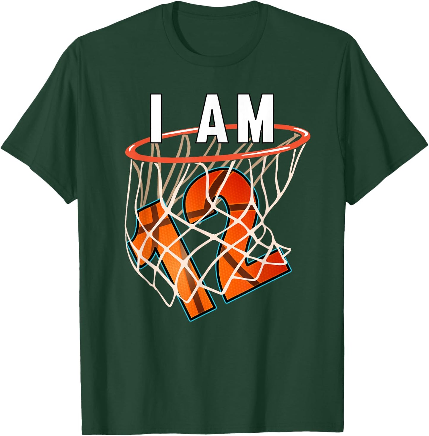 I Am 12 Basketball Themed 12th Birthday Party Celebration T-Shirt - T-Shirt | Forest