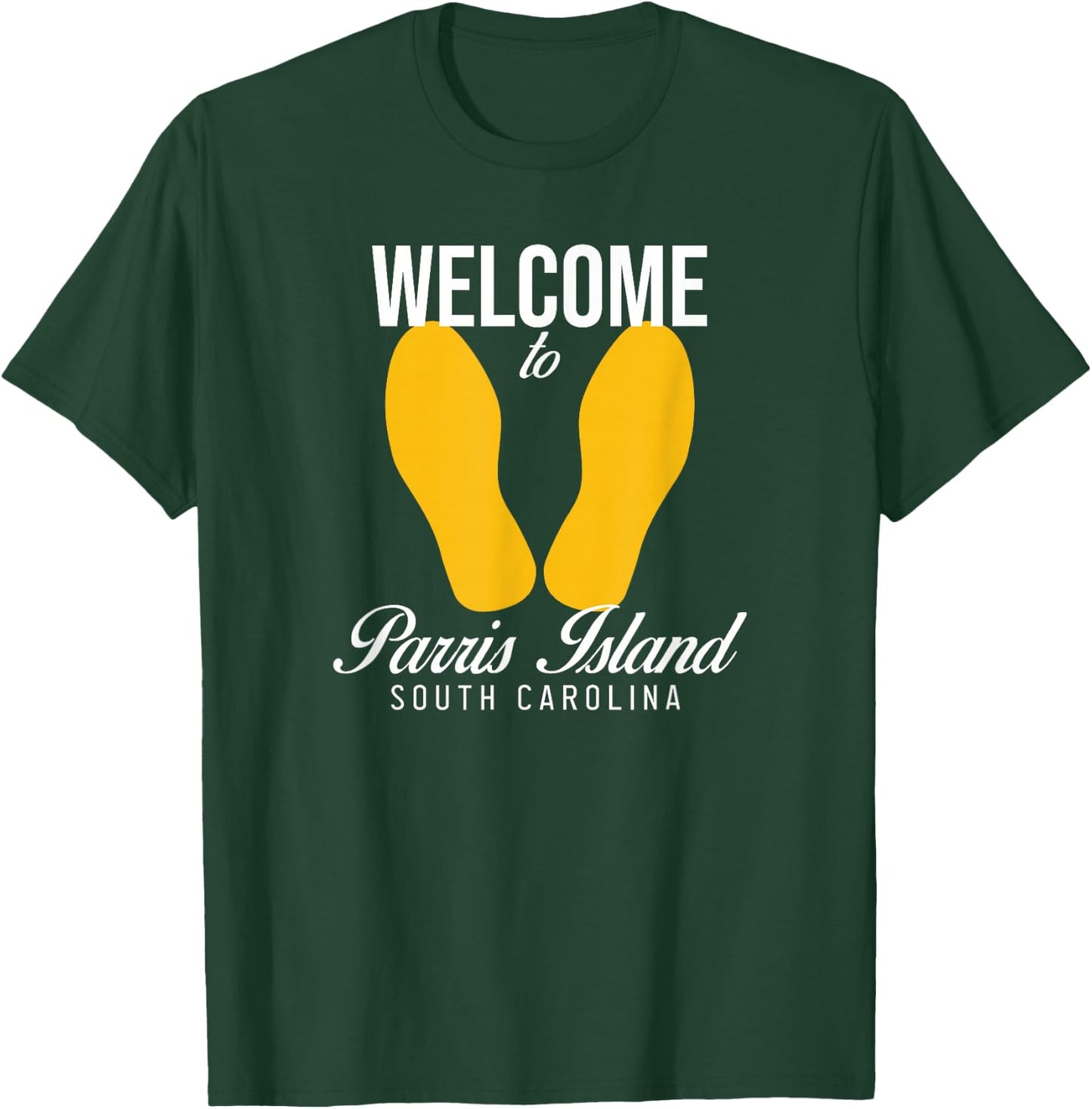 Parris Island SFMF Yellow Foot Prints T-Shirt - T-Shirt | Forest