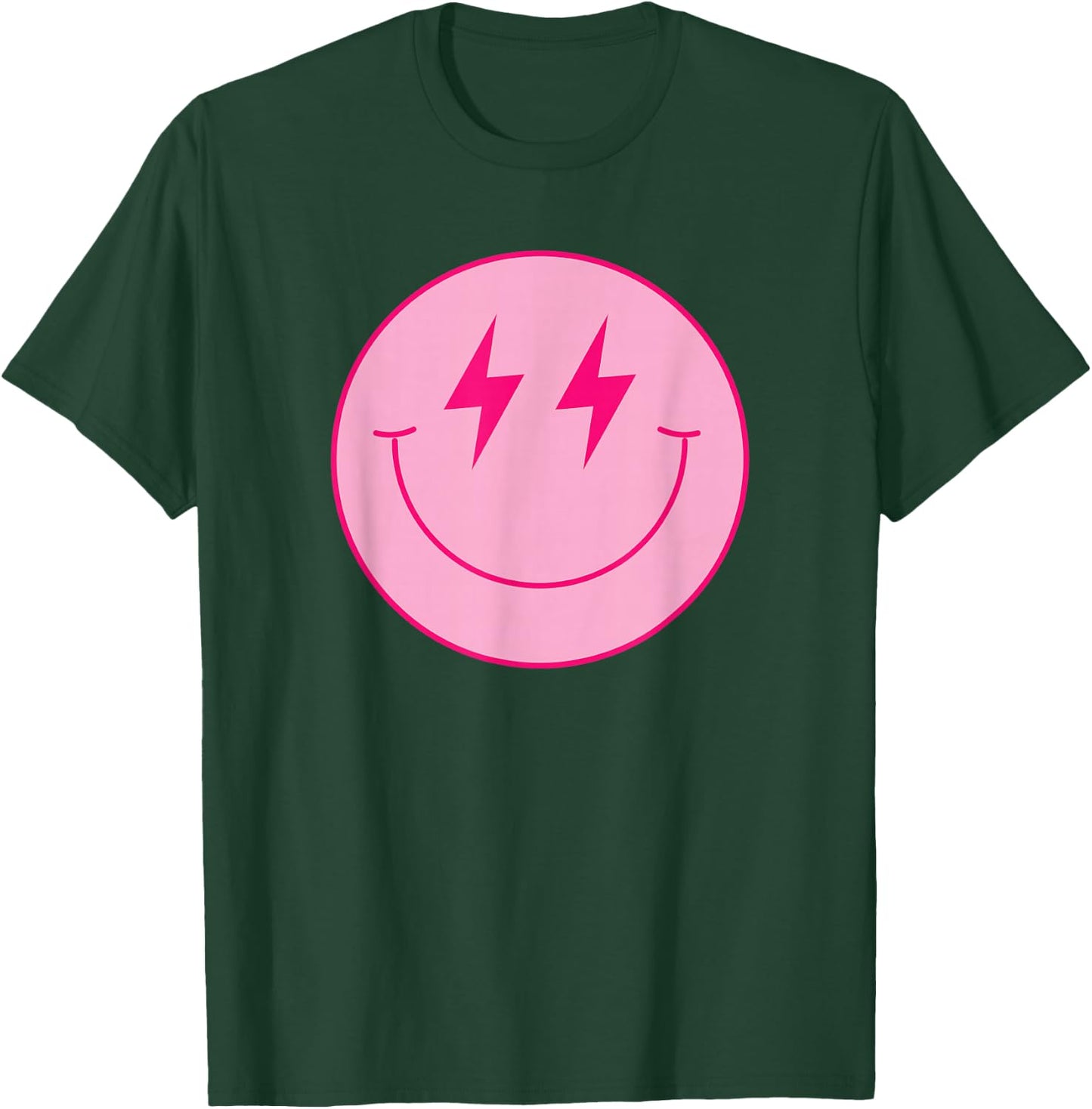 Pink Smile Face Shirt Cute Happy Lightning Smiling Face T-Shirt - T-Shirt | Forest