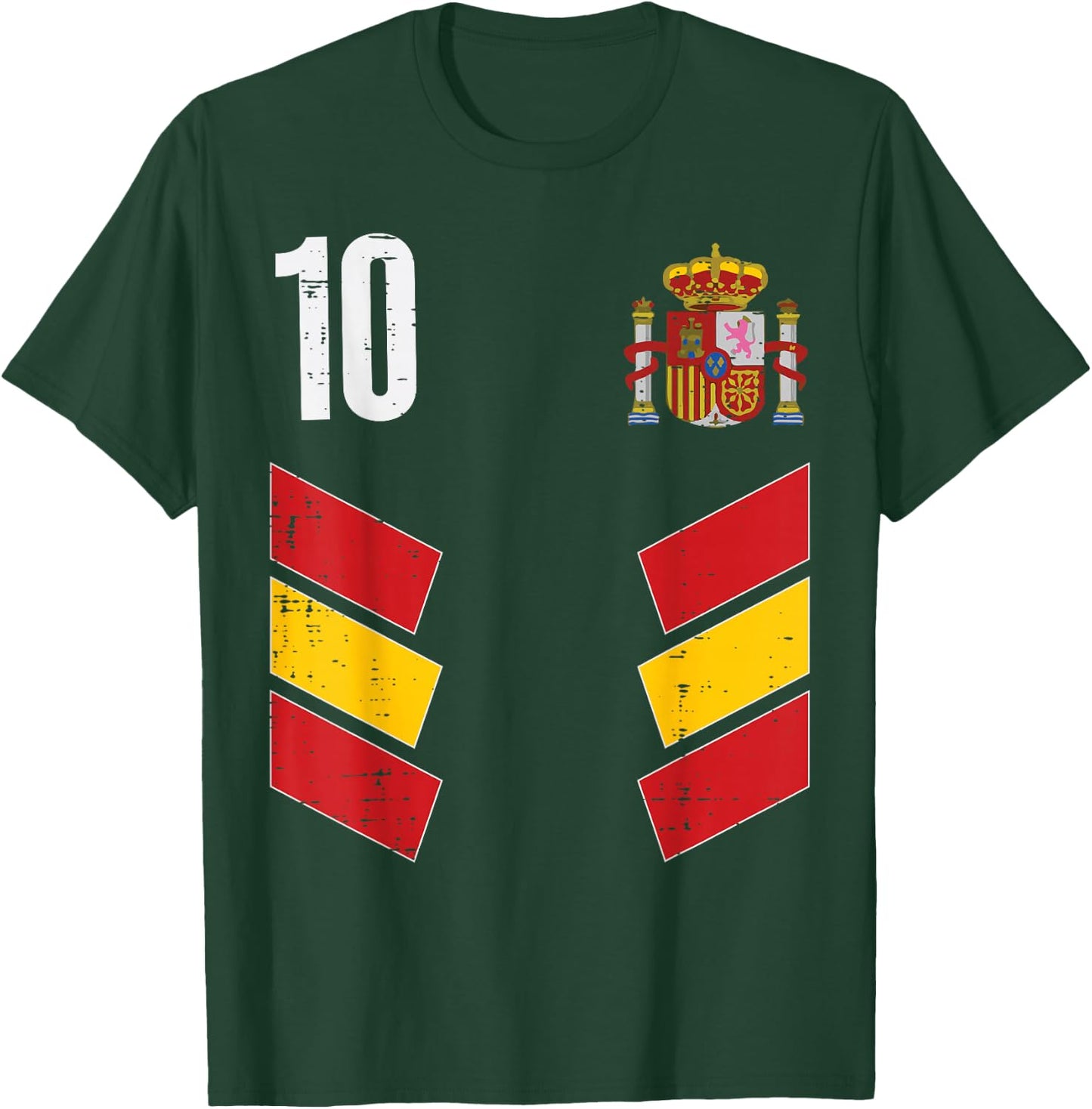 Spain Flag Number 10 Spanish Soccer Men Women Kids Boys Girl T-Shirt - T-Shirt | Forest