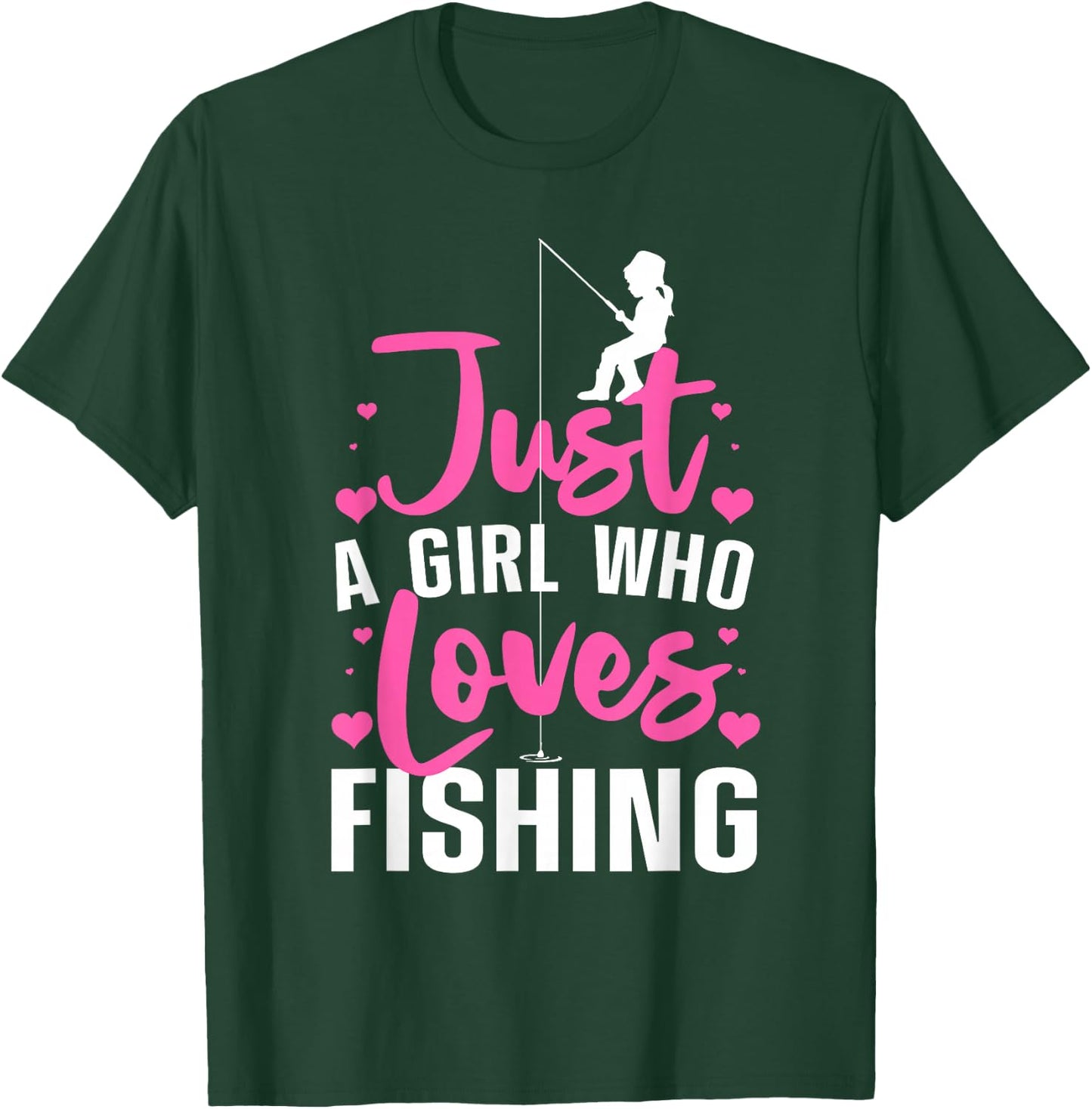 Cute Fishing Girls Kids Fisher Fisherman Bass Fish T-Shirt - T-Shirt | Forest